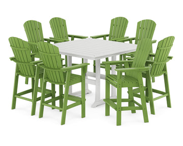 Nautical Curveback Adirondack 9-Piece Trestle Bar Set