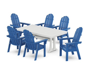 Vineyard Curveback Adirondack Chair 7-Piece Farmhouse Dining Set with Trestle Legs