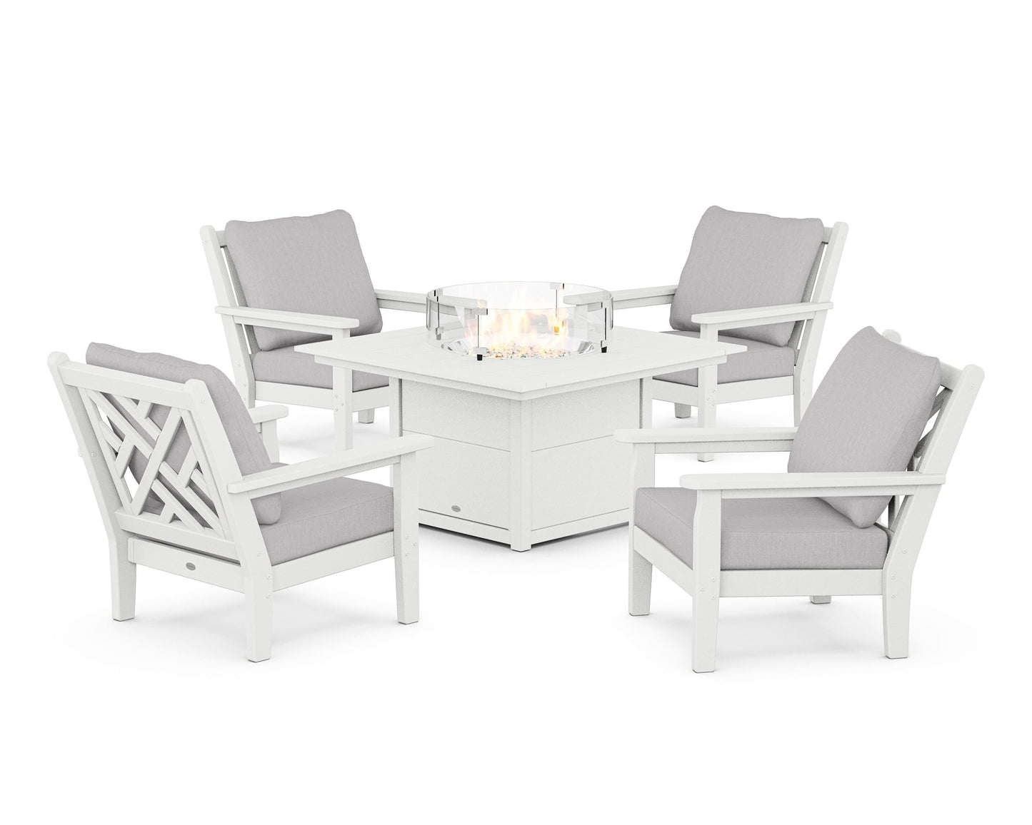 Chippendale 5-Piece Deep Seating Set with Fire Pit Table
