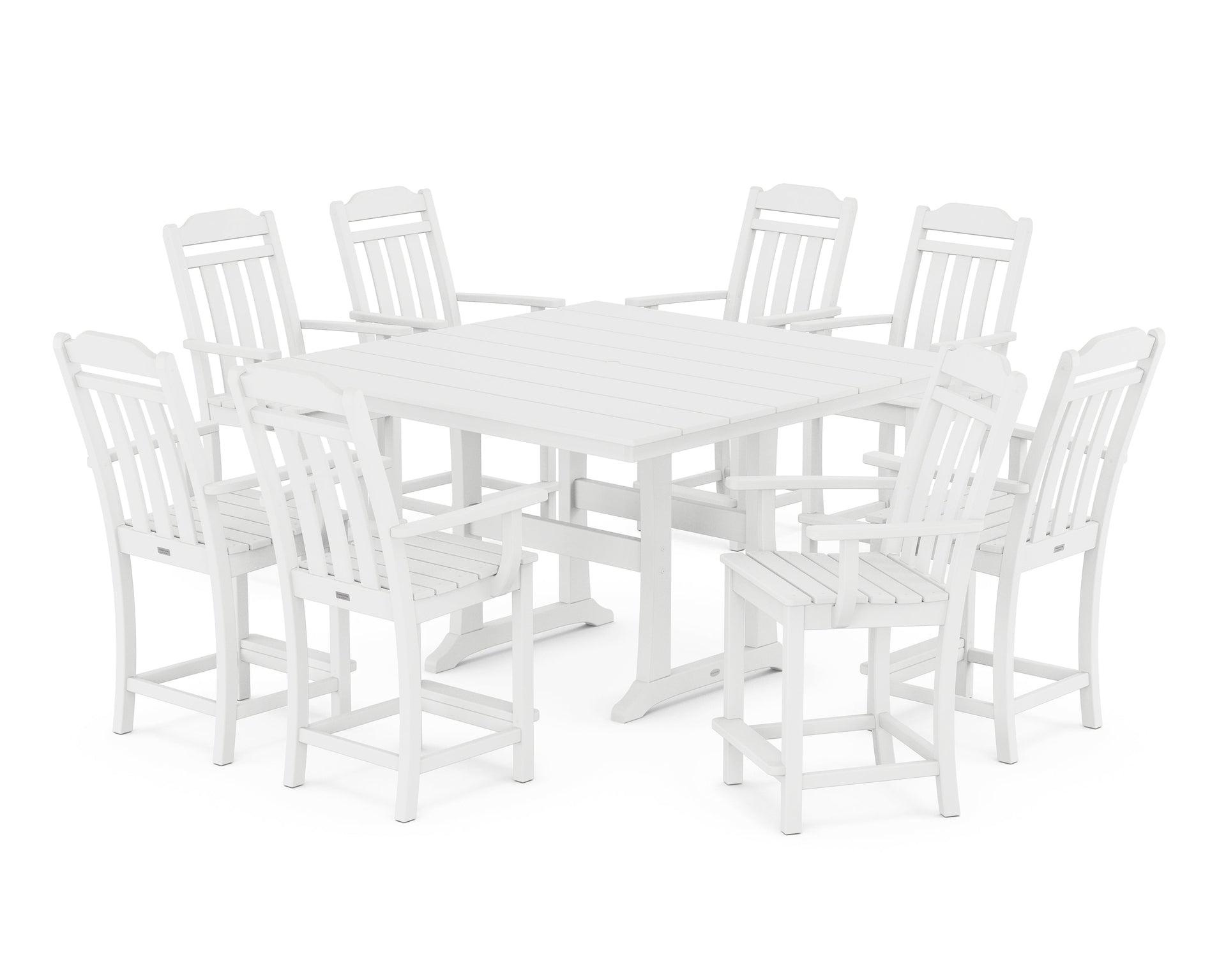 Cottage 9-Piece Square Farmhouse Counter Set with Trestle Legs