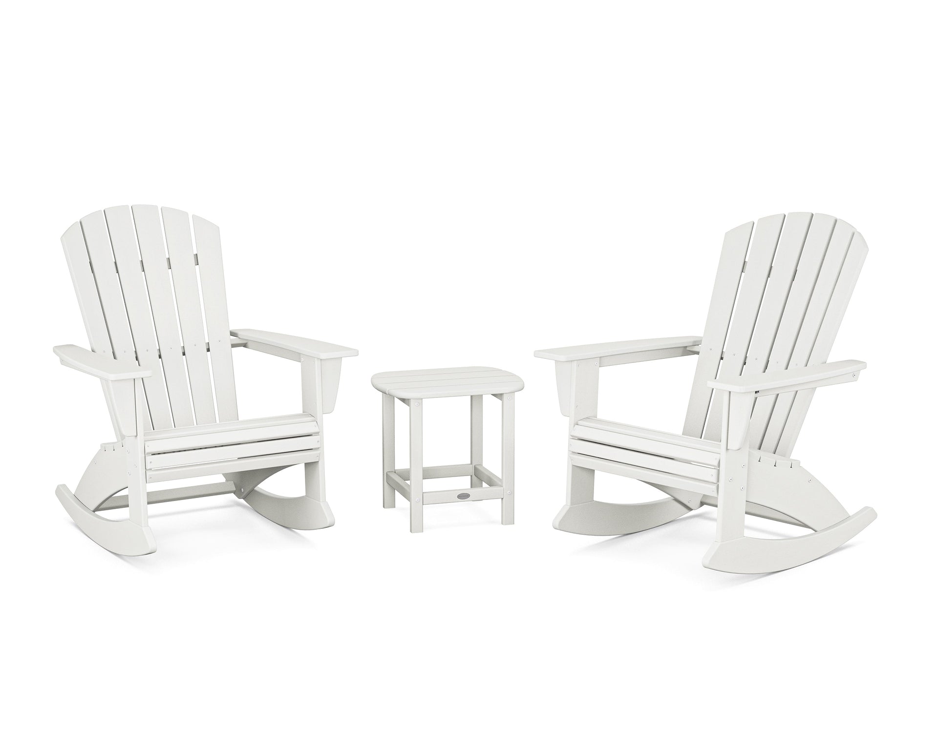 Nautical Curveback 3-Piece Adirondack Rocking Chair Set