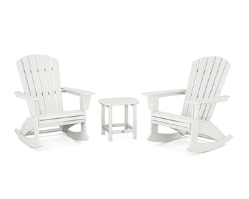 Nautical Curveback 3-Piece Adirondack Rocking Chair Set