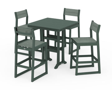 EDGE Sling Arm Chair 5-Piece Farmhouse Bar Set with Trestle Legs