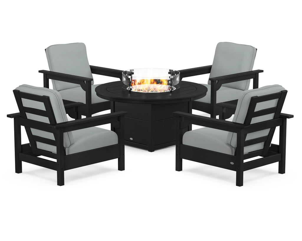 Club 5-Piece Conversation Set with Fire Pit Table