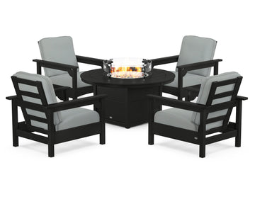 Club 5-Piece Conversation Set with Fire Pit Table