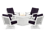 Vineyard 5-Piece Deep Seating Swivel Conversation Set with Fire Pit Table