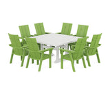 Modern Curveback Adirondack 9-Piece Square Dining Set with Trestle Legs