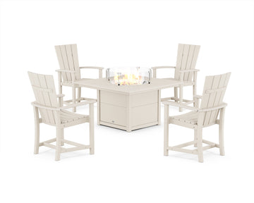 Quattro 4-Piece Upright Adirondack Conversation Set with Fire Pit Table