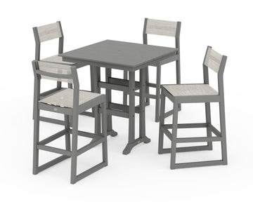 EDGE Sling Arm Chair 5-Piece Farmhouse Bar Set with Trestle Legs
