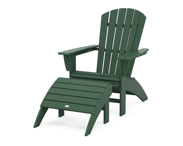Nautical Curveback Adirondack Chair 2-Piece Set with Ottoman