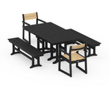 EDGE Sling Arm Chair 5-Piece Farmhouse Dining Set with Benches