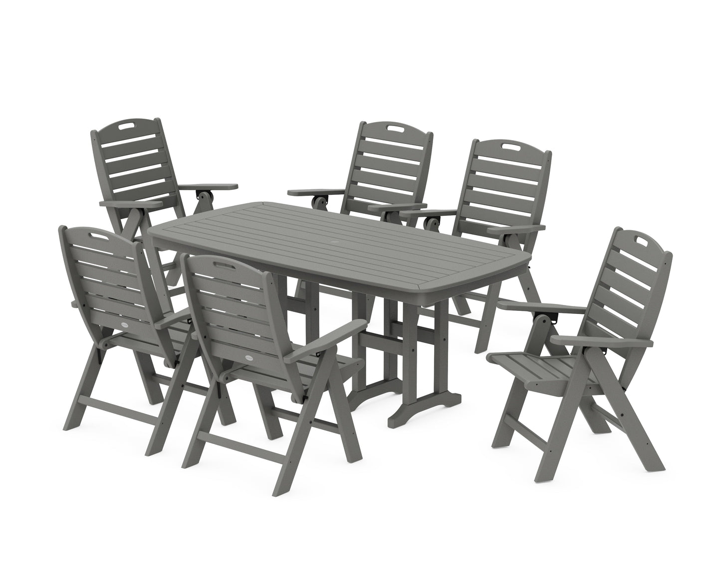 Nautical Folding Highback Chair 7-Piece Dining Set