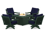 Vineyard 5-Piece Deep Seating Swivel Conversation Set with Fire Pit Table