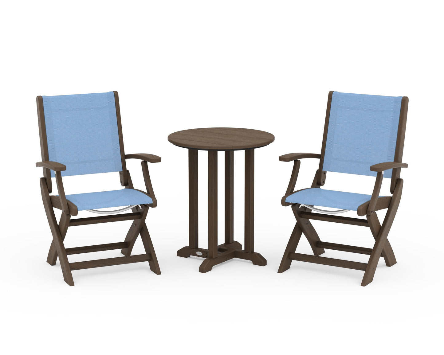 Coastal Folding 3-Piece Round Bistro Dining Set