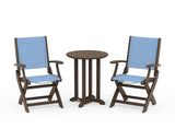 Coastal Folding 3-Piece Round Bistro Dining Set