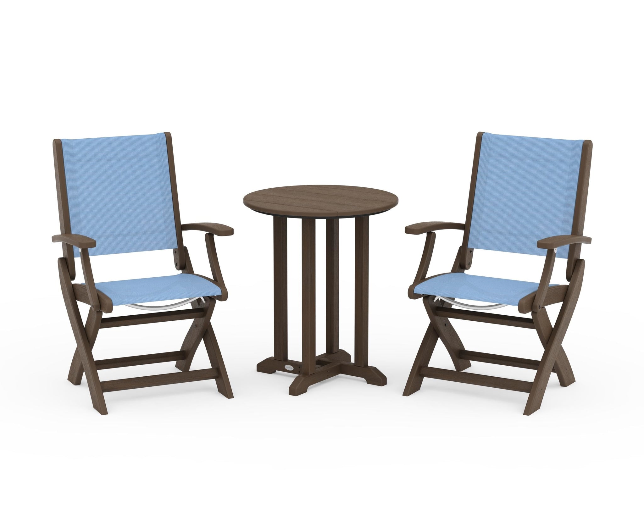 Coastal Folding 3-Piece Round Bistro Dining Set