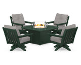 Vineyard 5-Piece Deep Seating Swivel Conversation Set with Fire Pit Table