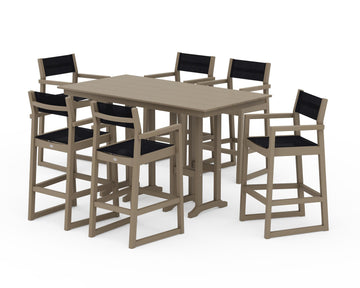 EDGE Sling Arm Chair 7-Piece Farmhouse Bar Set