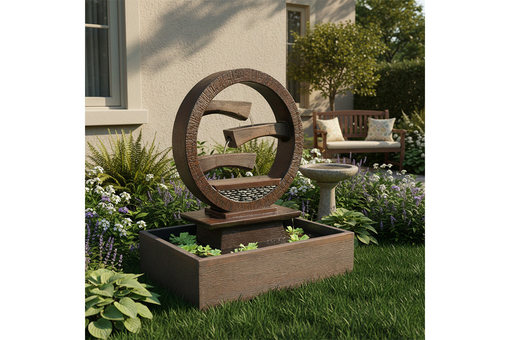 Exaco Wagon Wheel Outdoor Water Fountain 45" Tall New