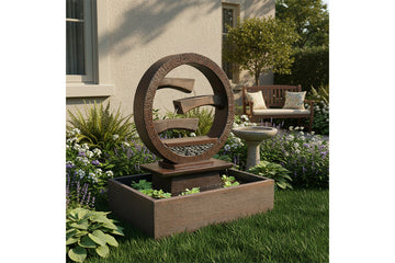 Exaco Wagon Wheel Outdoor Water Fountain 45" Tall New
