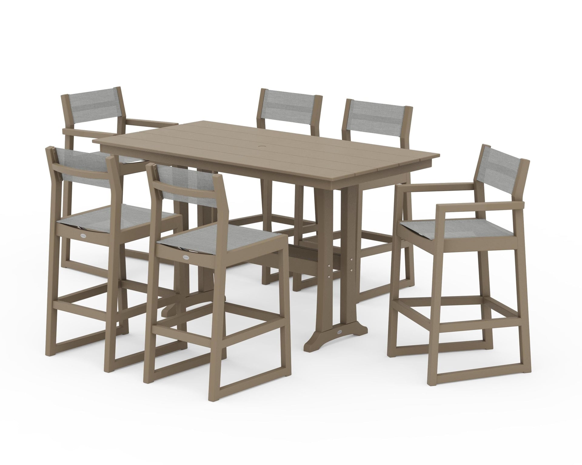 EDGE Sling 7-Piece Farmhouse Bar Set with Trestle Legs