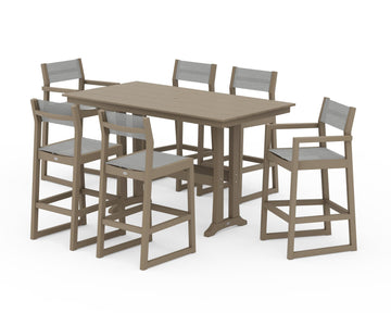 EDGE Sling 7-Piece Farmhouse Bar Set with Trestle Legs