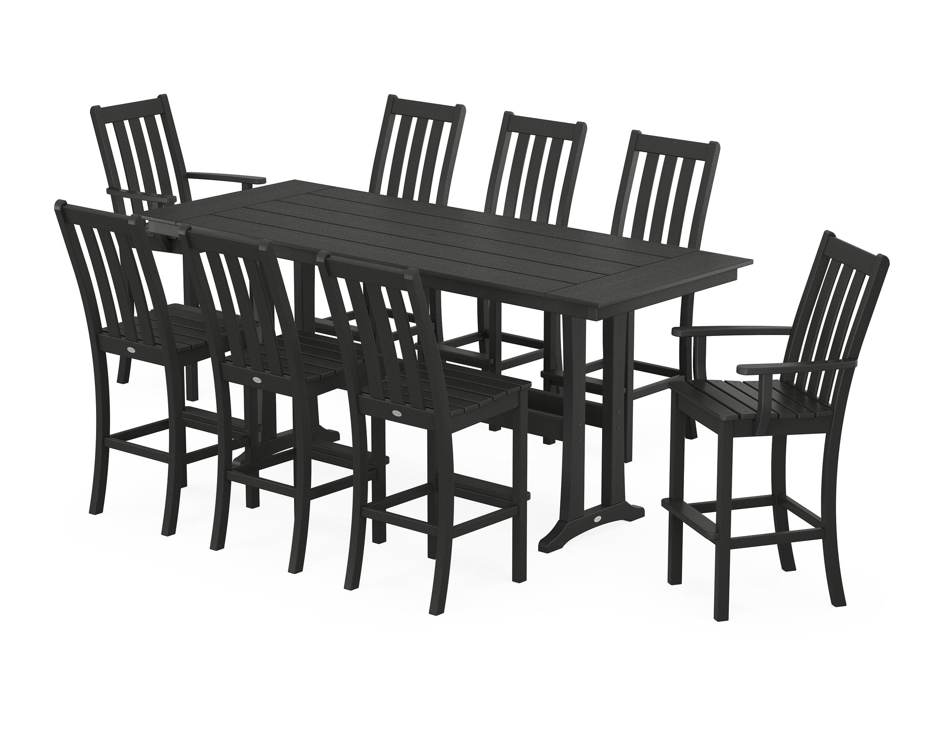 Vineyard 9-Piece Farmhouse Bar Set with Trestle Legs