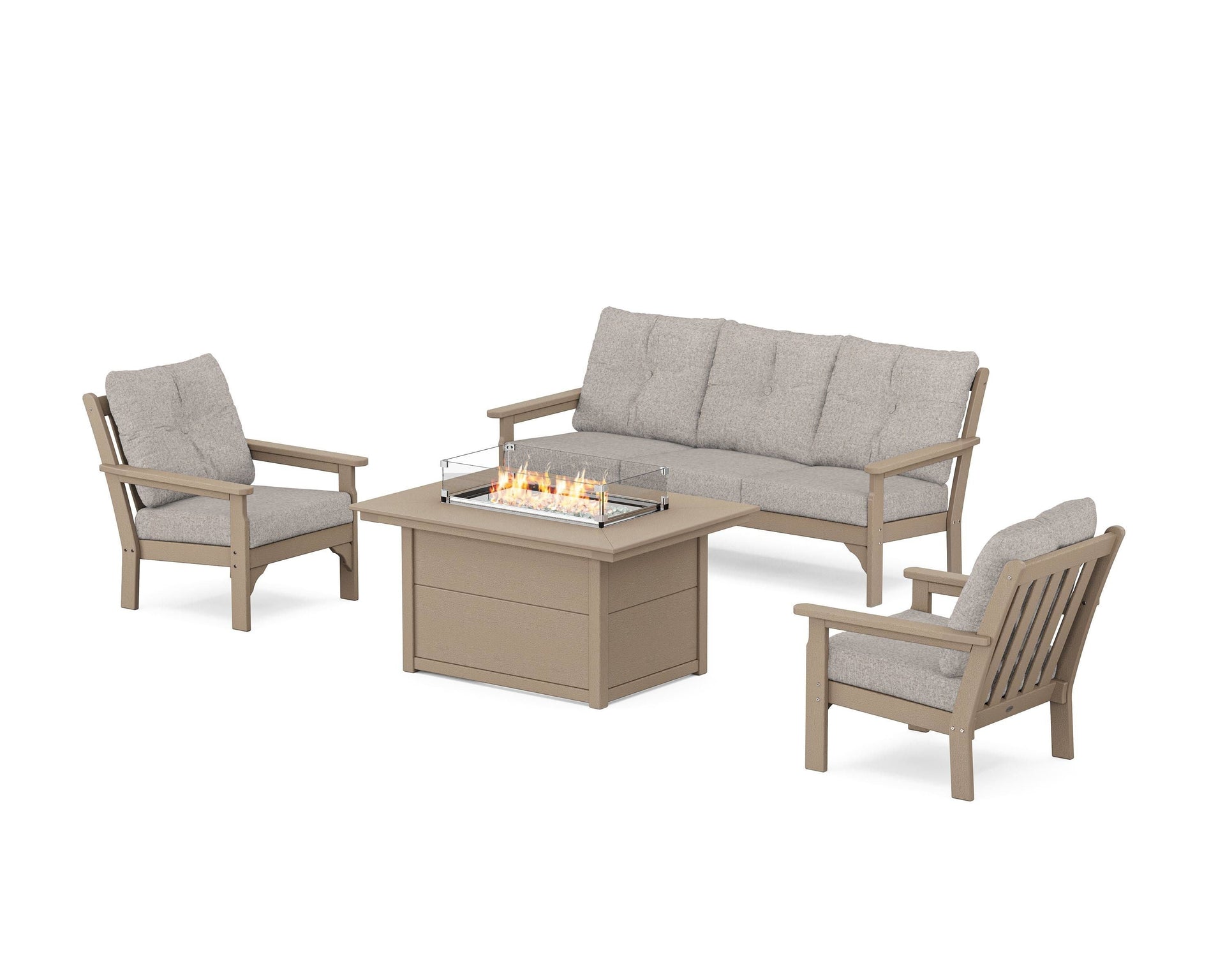 Vineyard Deep Seating Fire Pit Table Set