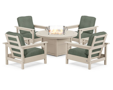Club 5-Piece Conversation Set with Fire Pit Table