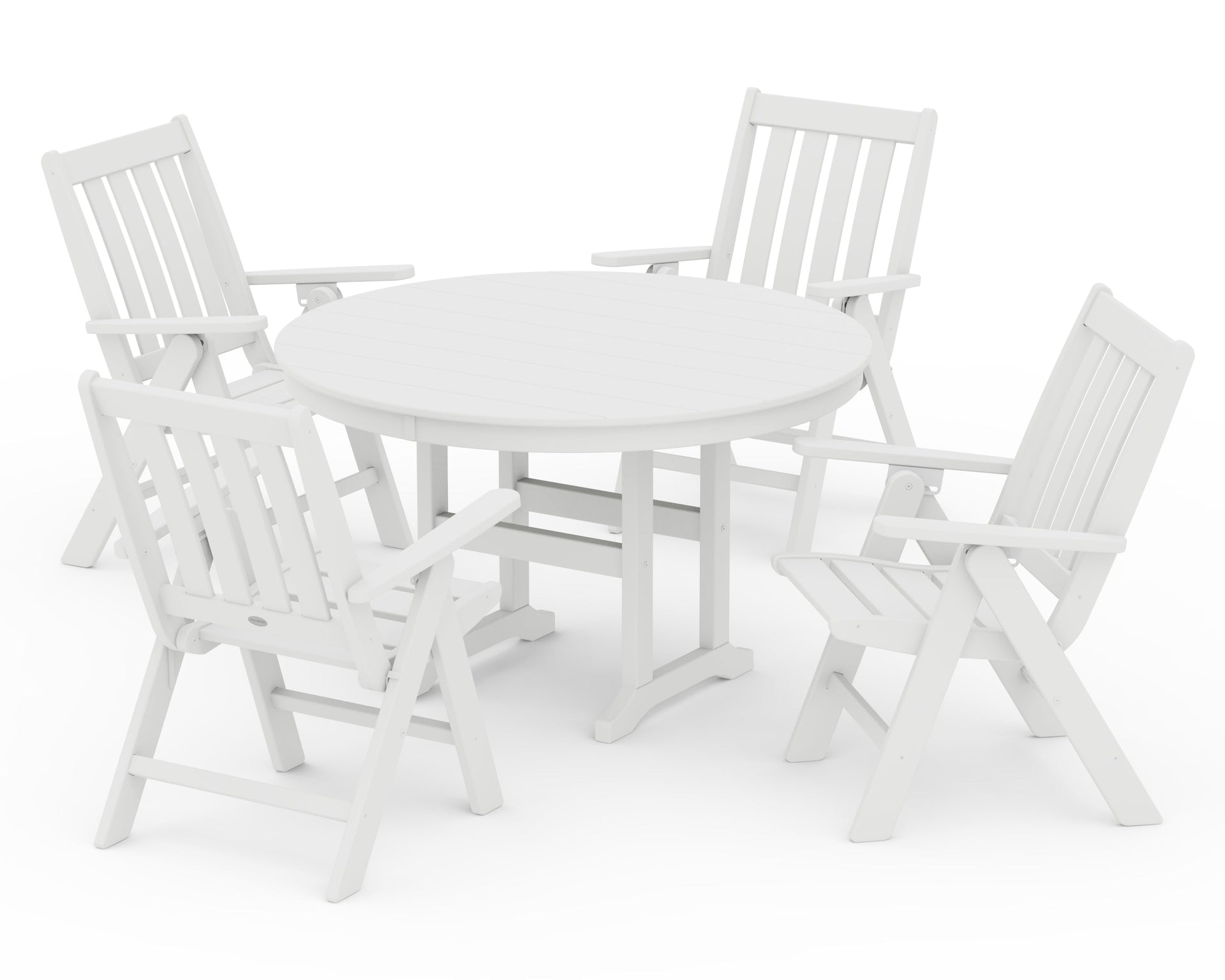 Vineyard Folding Chair 5-Piece Round Farmhouse Dining Set