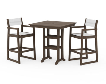 EDGE Sling Arm Chair 3-Piece Farmhouse Bar Set with Trestle Legs