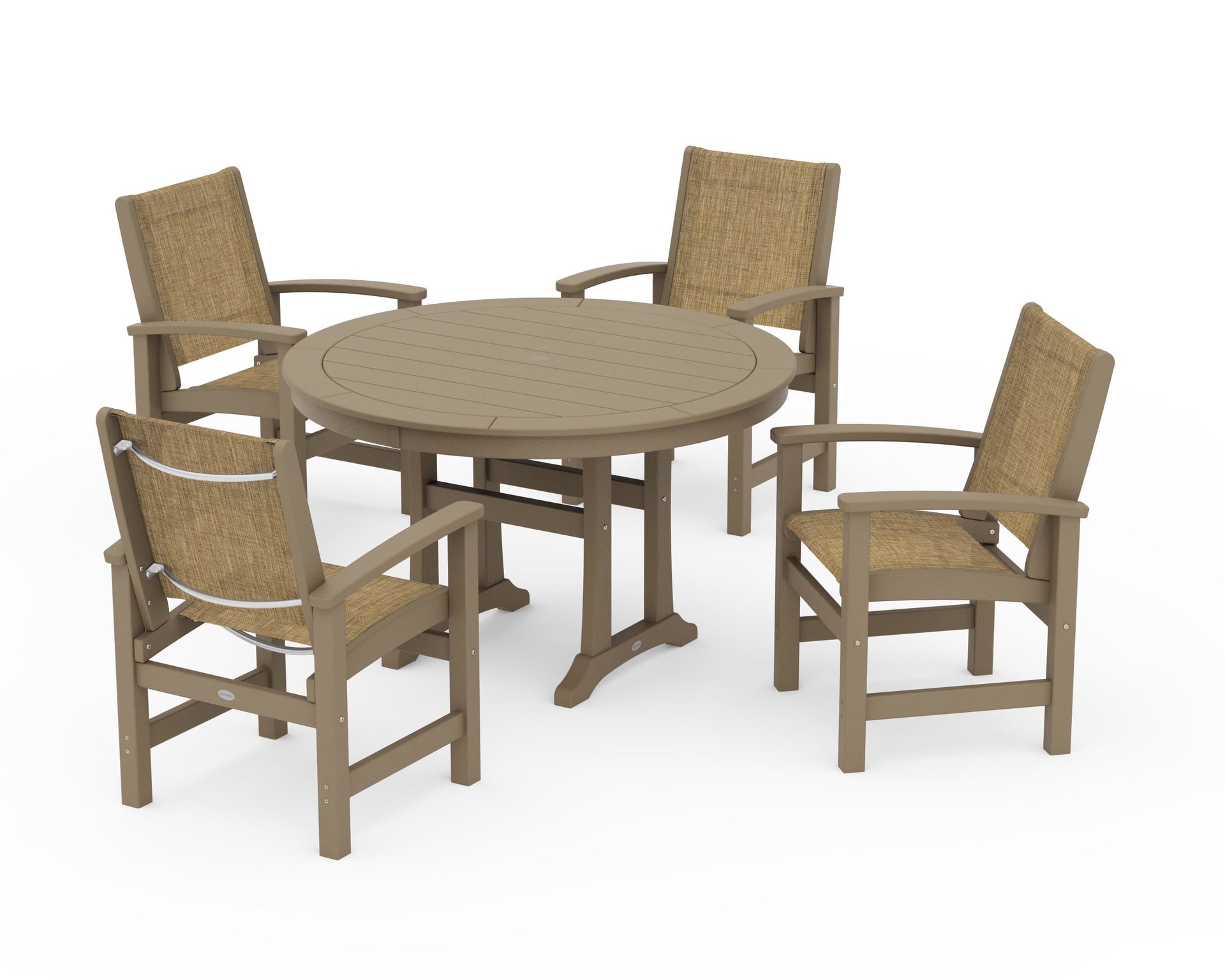 Coastal 5-Piece Round Dining Set with Trestle Legs