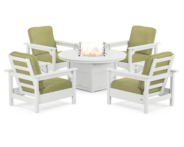 Club 5-Piece Conversation Set with Fire Pit Table
