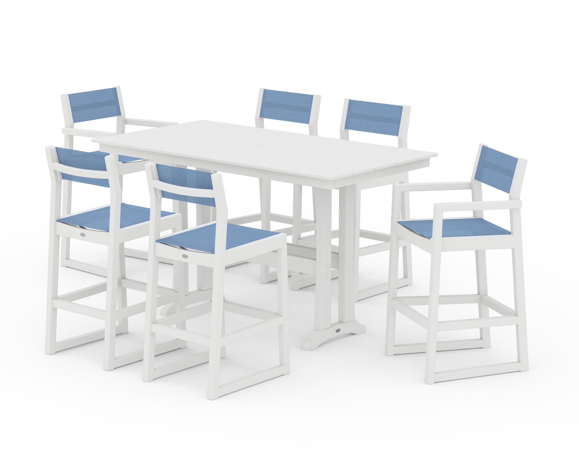 EDGE Sling 7-Piece Farmhouse Bar Set with Trestle Legs