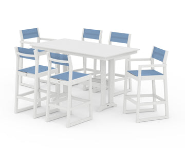 EDGE Sling 7-Piece Farmhouse Bar Set with Trestle Legs