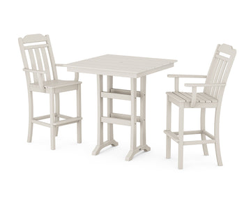 Cottage 3-Piece Farmhouse Bar Set with Trestle Legs