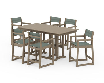 EDGE Sling Arm Chair 7-Piece Farmhouse Counter Set