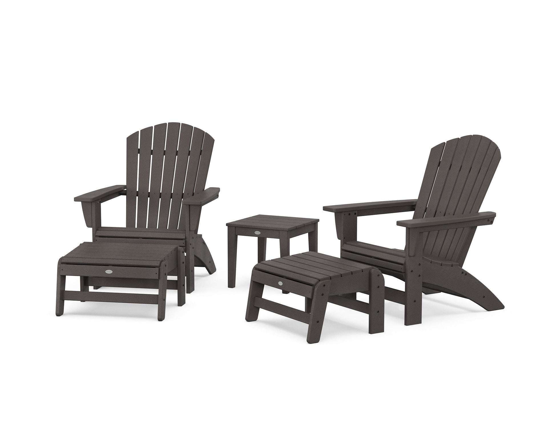 5-Piece Nautical Grand Adirondack Set with Ottomans and Side Table