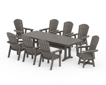 Nautical Curveback Adirondack Swivel 9-Piece Dining Set with Trestle Legs