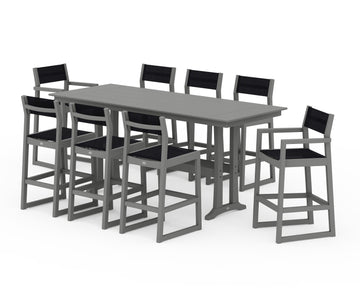 EDGE Sling 9-Piece Farmhouse Bar Set with Trestle Legs