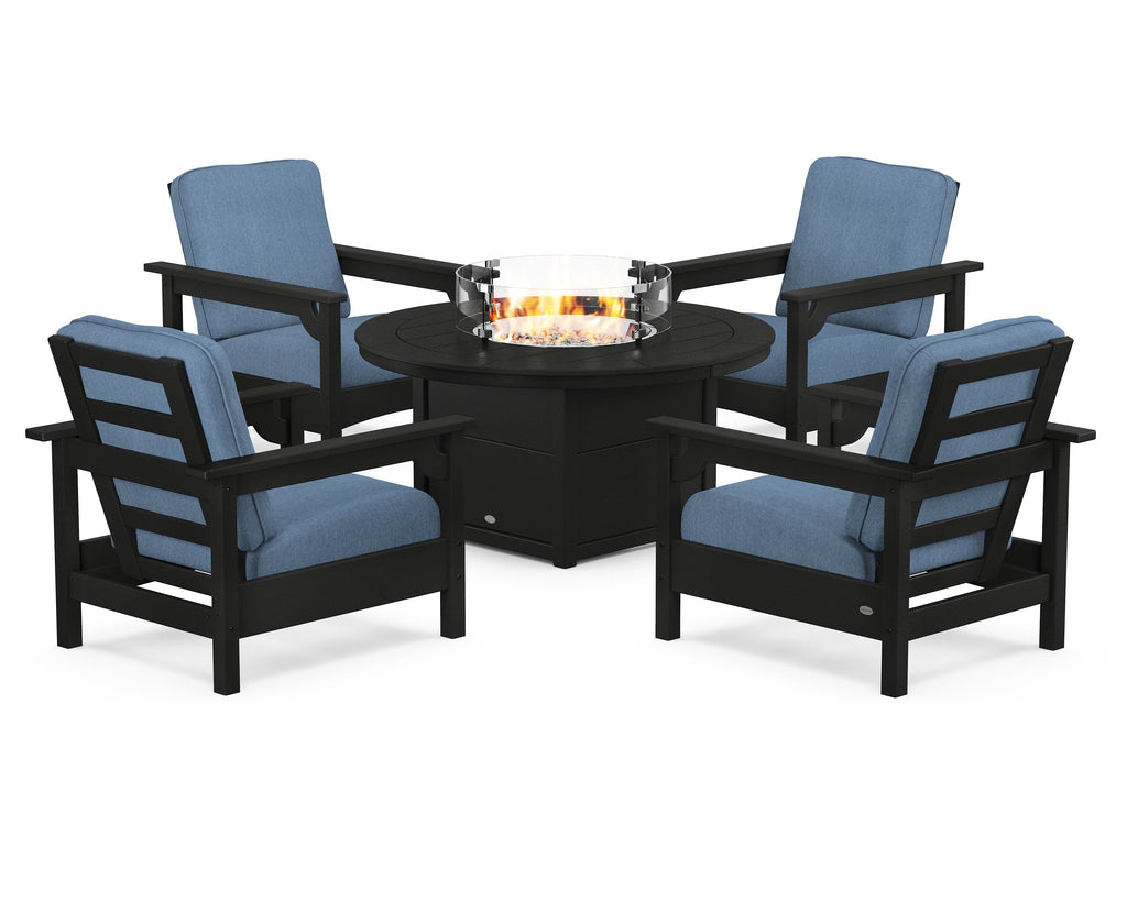Club 5-Piece Conversation Set with Fire Pit Table