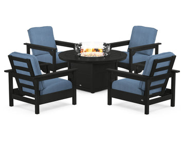 Club 5-Piece Conversation Set with Fire Pit Table