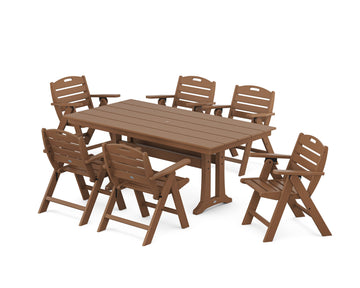 Nautical Lowback 7-Piece Farmhouse Dining Set with Trestle Legs
