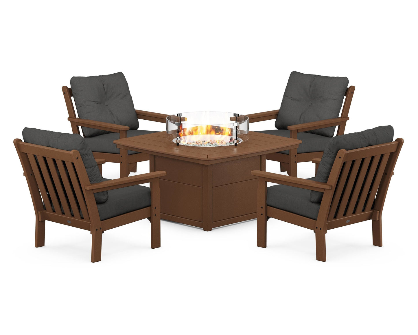 Vineyard 5-Piece Conversation Set with Fire Pit Table