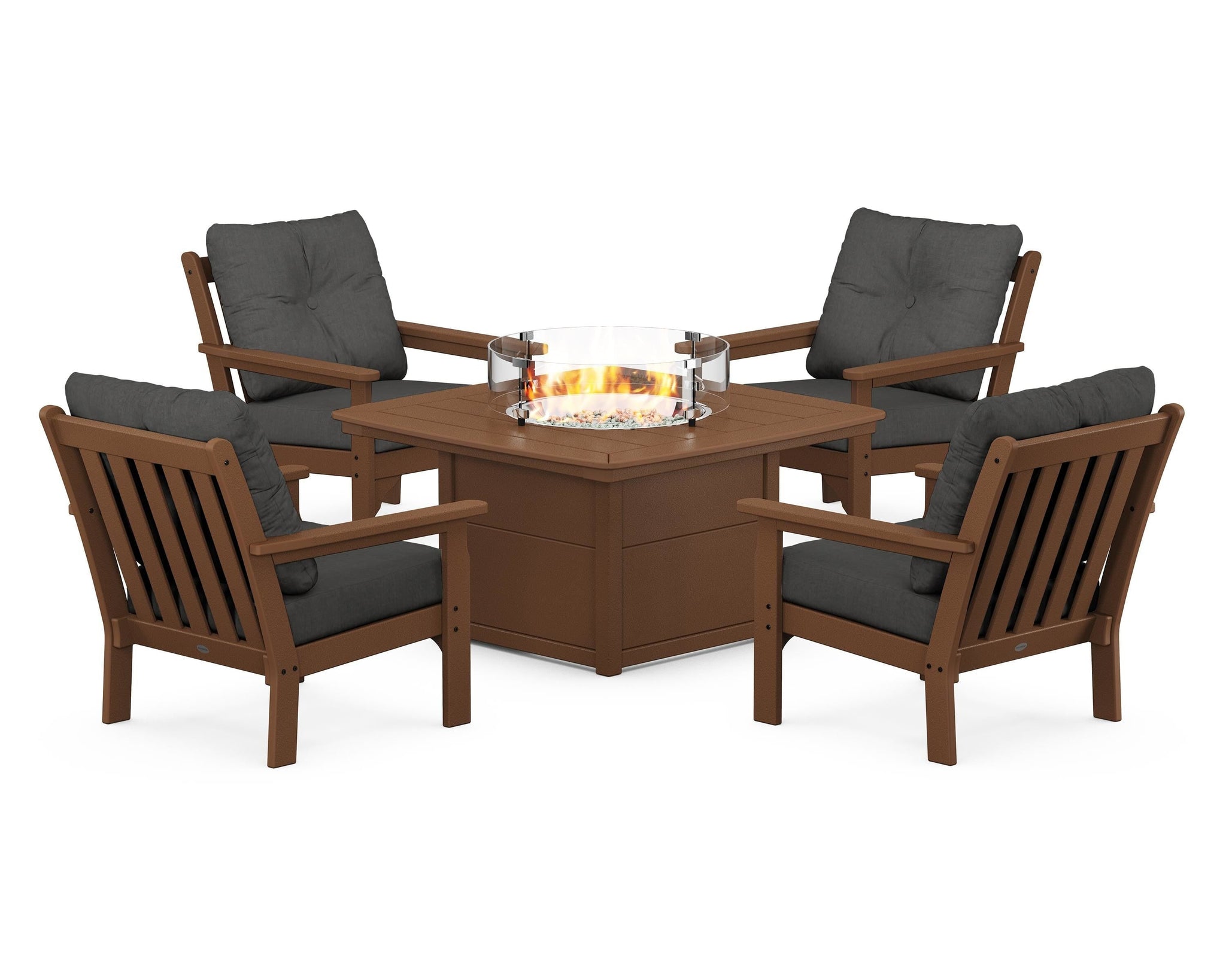 Vineyard 5-Piece Conversation Set with Fire Pit Table