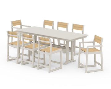 EDGE Sling 9-Piece Farmhouse Counter Set with Trestle Legs