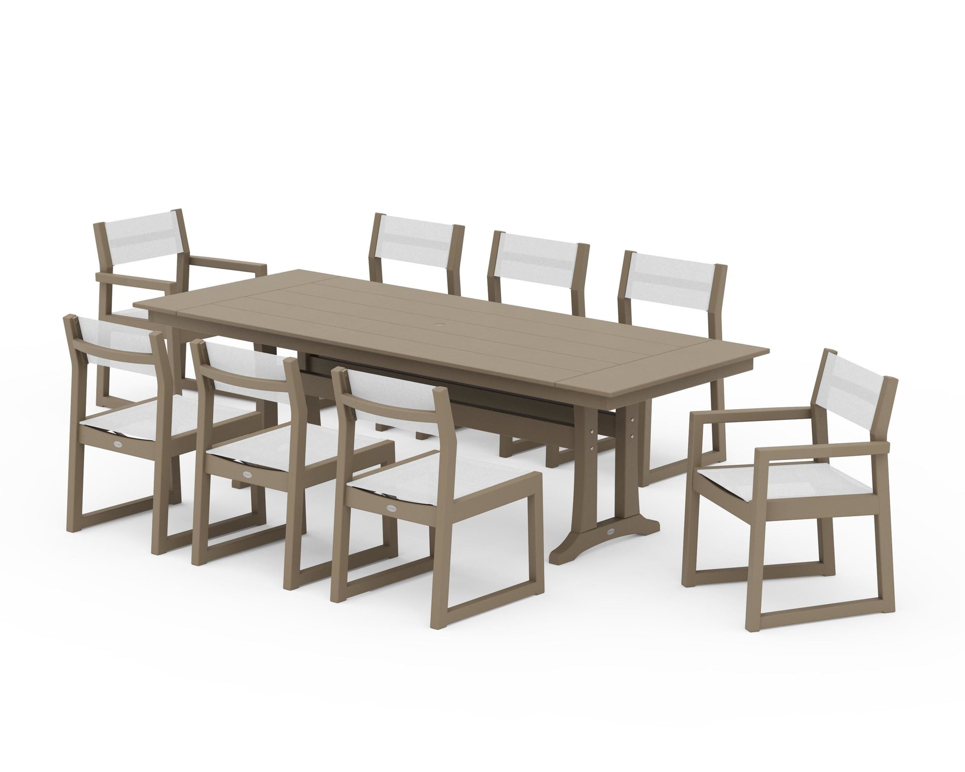 EDGE Sling 9-Piece Farmhouse Trestle Dining Set