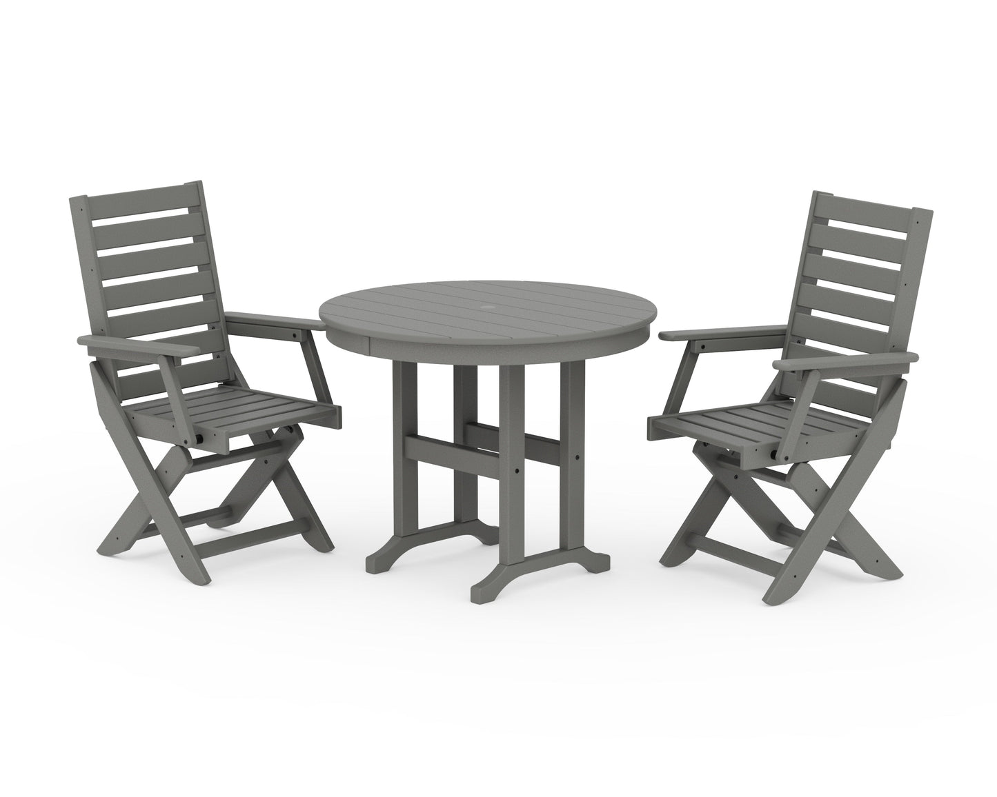 Captain Folding Chair 3-Piece Round Dining Set