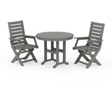 Captain Folding Chair 3-Piece Round Dining Set