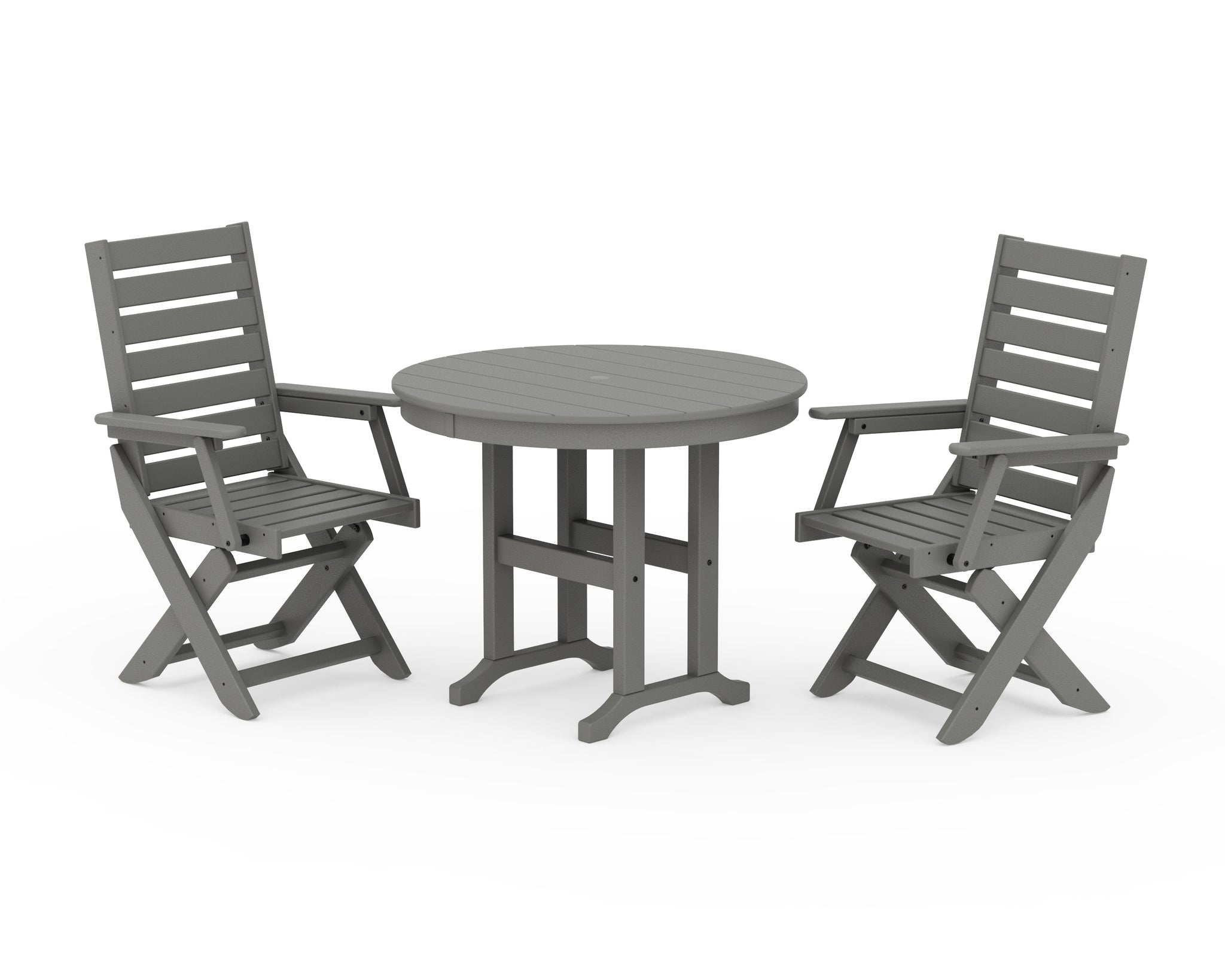 Captain Folding Chair 3-Piece Round Dining Set